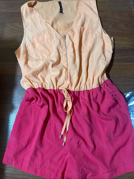Walter Baker Pants - Walter Baker Peach and Hot Pink Colorblock  Romper with Drawstring